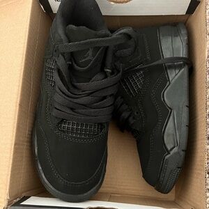 All black Air Jordan 4 Retro, size 12c.